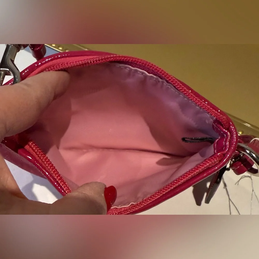 Coach Poppy Script Wristlet with Silver Lurex Y2K